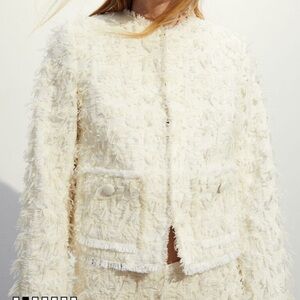 H&M Texture-weave Jacket cream‎ Size S pocket